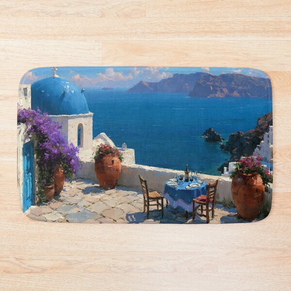 Item preview, Santorini Oia Terrace Blue Dome Impressionist Art designed and sold by daila70.