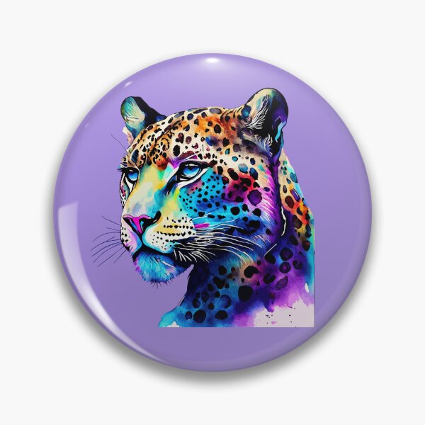 Item preview, Neon Rainbow Colorful Leopard Watercolor Portrait designed and sold by SolutionsArt.