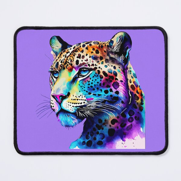 Item preview, Neon Rainbow Colorful Leopard Watercolor Portrait designed and sold by SolutionsArt.