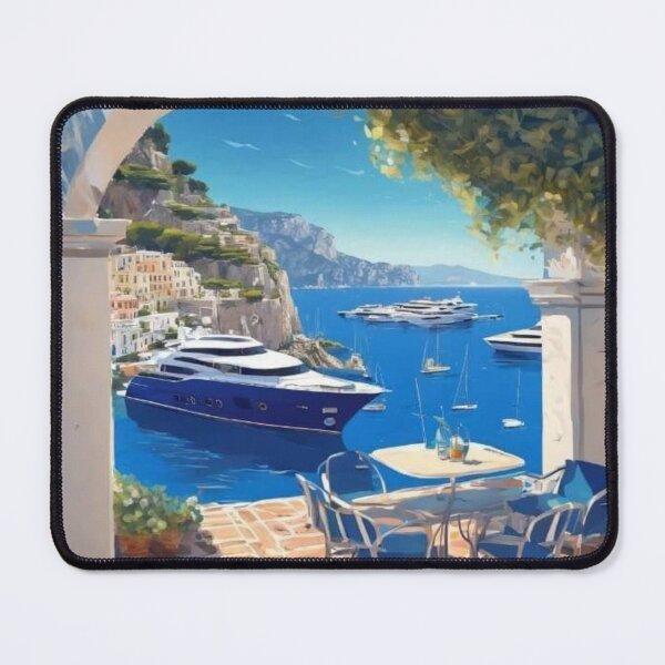Item preview, Amalfi Coast Luxury Yacht View Italian Riviera Painting designed and sold by UmSkelig834.