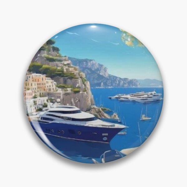 Item preview, Amalfi Coast Luxury Yacht View Italian Riviera Painting designed and sold by UmSkelig834.