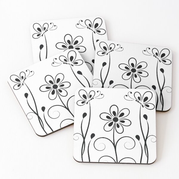 Item preview, Butterflies and Flowers Black designed and sold by Elleny - Design.