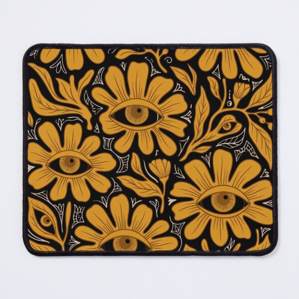 Item preview, Mystical Floral Eyes Boho Art Print, Celestial Evil Eye Flowers, Witchy Botanical Illustration, Retro Folk Art Aesthetic, Golden Daisy Occult Design designed and sold by RSDigitalPrintDesign.