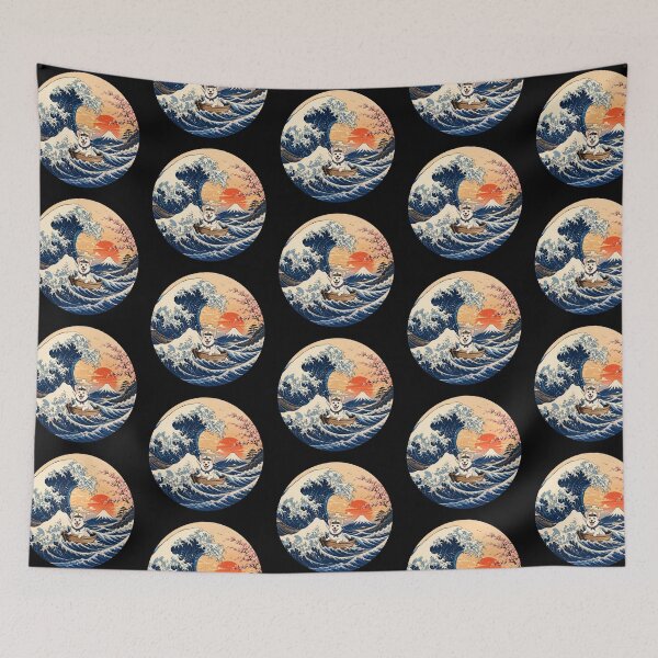 Item preview, Funny Sabtle White Corgi Captain Japanese Kanagawa Wave Japan Boat Mom Dad Kids designed and sold by FurryHavenPH.