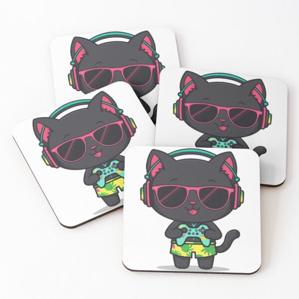 Item preview, Cute Summer Gamer Cat with RGB Headphones Kawaii Gaming Sticker designed and sold by Stylestickers55.