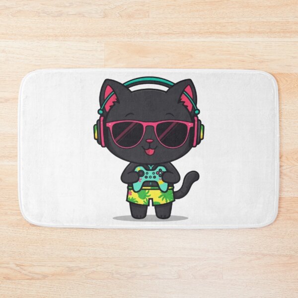 Item preview, Cute Summer Gamer Cat with RGB Headphones Kawaii Gaming Sticker designed and sold by Stylestickers55.