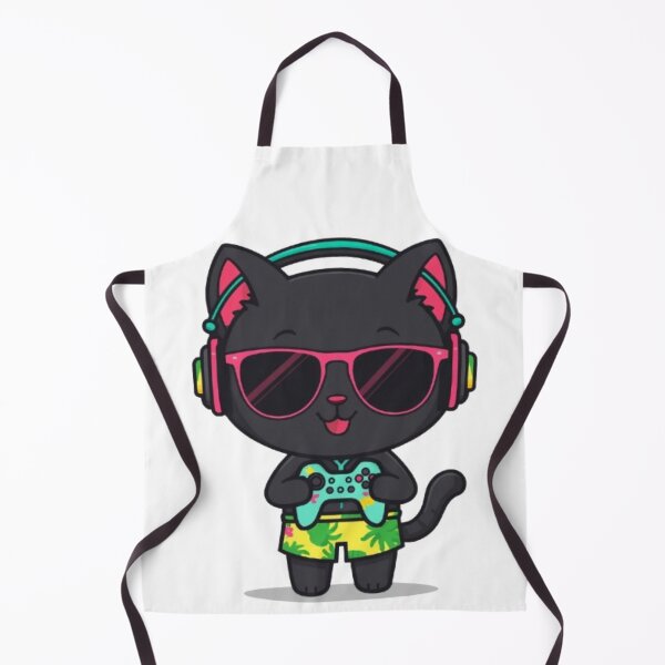 Item preview, Cute Summer Gamer Cat with RGB Headphones Kawaii Gaming Sticker designed and sold by Stylestickers55.