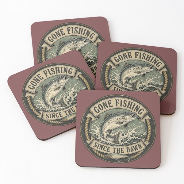 Item preview, Vintage Gone Fishing Since The Dawn Retro Trout Angler designed and sold by InkWeaveShop.
