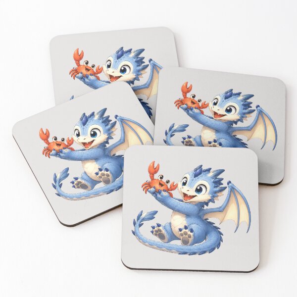 Item preview, Cute Blue Baby Dragon Holding Crab Friend designed and sold by Hatchling Hollow.