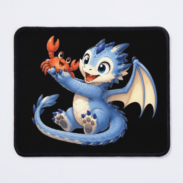 Item preview, Cute Blue Baby Dragon Holding Crab Friend designed and sold by Hatchling Hollow.