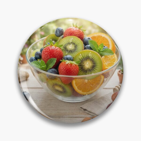 Item preview, ​Fresh and Colorful Fruit Salad in a Glass Bowl. designed and sold by JoyNest = "The nest of joy".