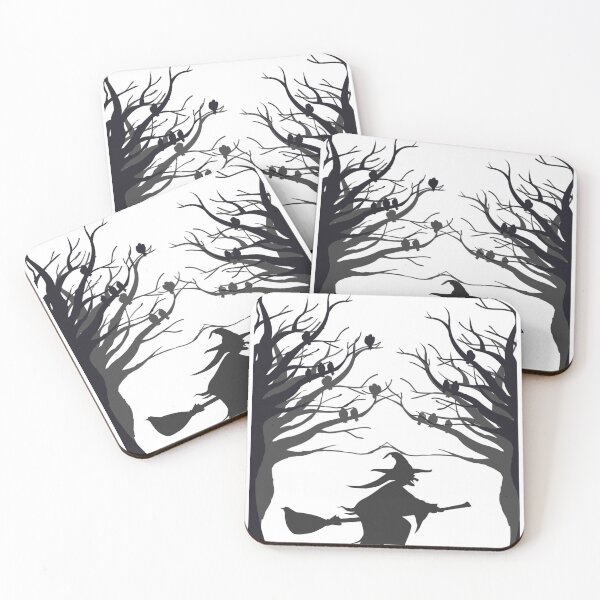 Item preview, Witch Flying Through Spooky Trees Silhouette designed and sold by DailyDoodlesBySumbul.