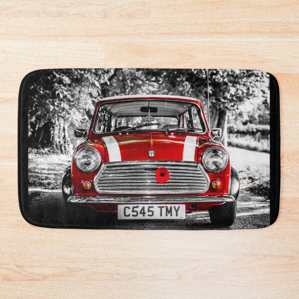 Item preview, Classic Red Mini on a Tree Lined Road. designed and sold by Radiocafe.