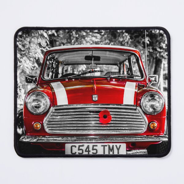 Item preview, Classic Red Mini on a Tree Lined Road. designed and sold by Radiocafe.