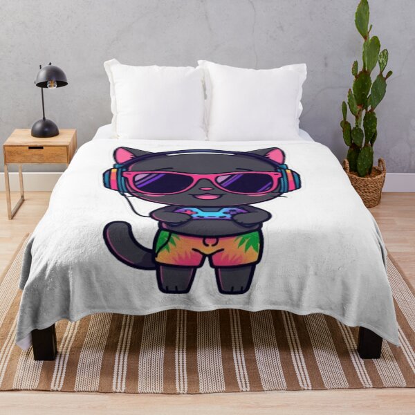 Item preview, Cute Summer Gamer Cat with RGB Headphones | Kawaii Gaming Kitten Sticker designed and sold by Stylestickers55.