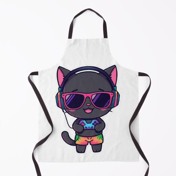 Item preview, Cute Summer Gamer Cat with RGB Headphones | Kawaii Gaming Kitten Sticker designed and sold by Stylestickers55.