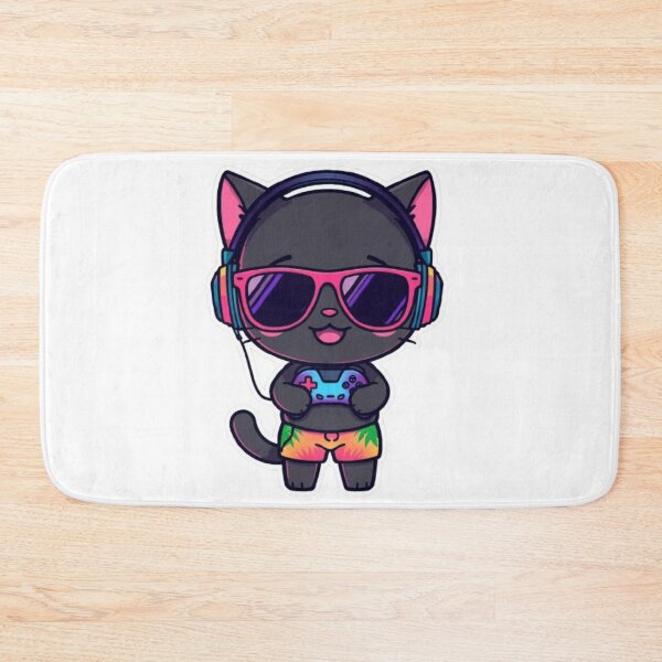 Item preview, Cute Summer Gamer Cat with RGB Headphones | Kawaii Gaming Kitten Sticker designed and sold by Stylestickers55.