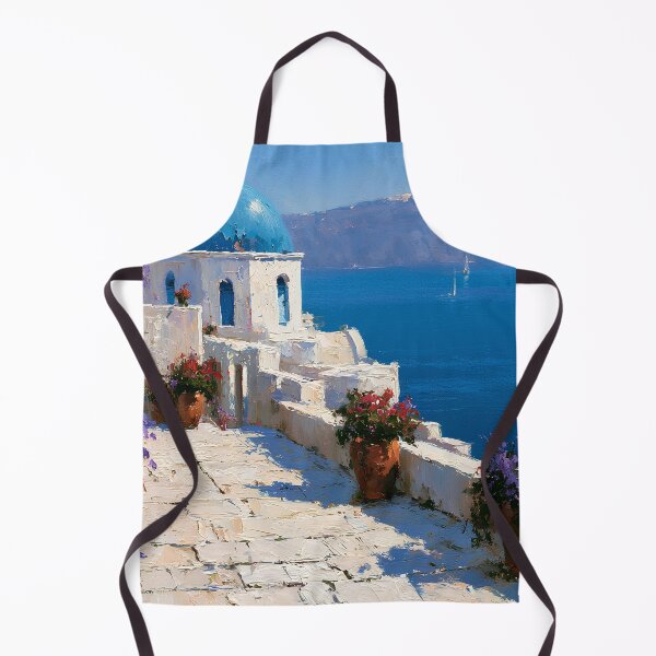 Item preview, Santorini Oia Blue Dome Village Alley Impressionist Art designed and sold by daila70.