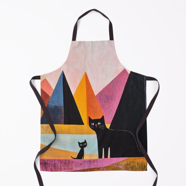 Item preview, Two Black Cats Mountain Art Print | Geometric Pyramid Painting | Pink and Orange Wall Art designed and sold by ThingsCatsDo.
