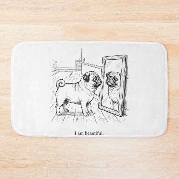 Item preview, I Am Beautiful Funny Pug Mirror Reflection | Cute Dog Lover Illustration designed and sold by HCNDesign.