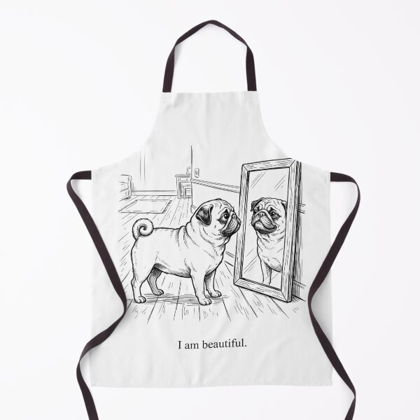 Item preview, I Am Beautiful Funny Pug Mirror Reflection | Cute Dog Lover Illustration designed and sold by HCNDesign.