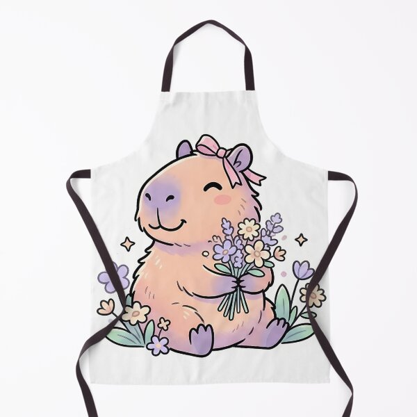 Item preview, Cute Capybara with Flowers and Pink Bow designed and sold by Lu7u.