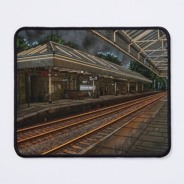 Item preview, Hebden Bridge Railway Station Vintage Neon Art Print designed and sold by ArtworkNorth.