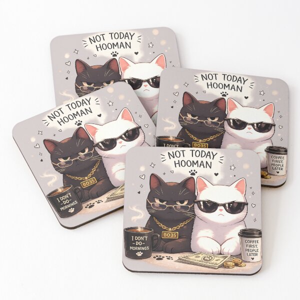 Item preview, Not Today Hooman | Funny Cool Black & White Cats Coffee Design designed and sold by aminomen.