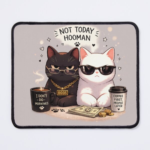 Item preview, Not Today Hooman | Funny Cool Black & White Cats Coffee Design designed and sold by aminomen.