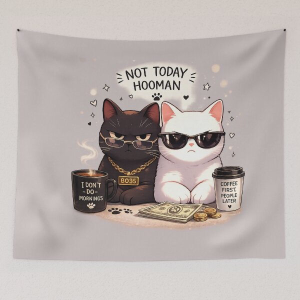 Item preview, Not Today Hooman | Funny Cool Black & White Cats Coffee Design designed and sold by aminomen.