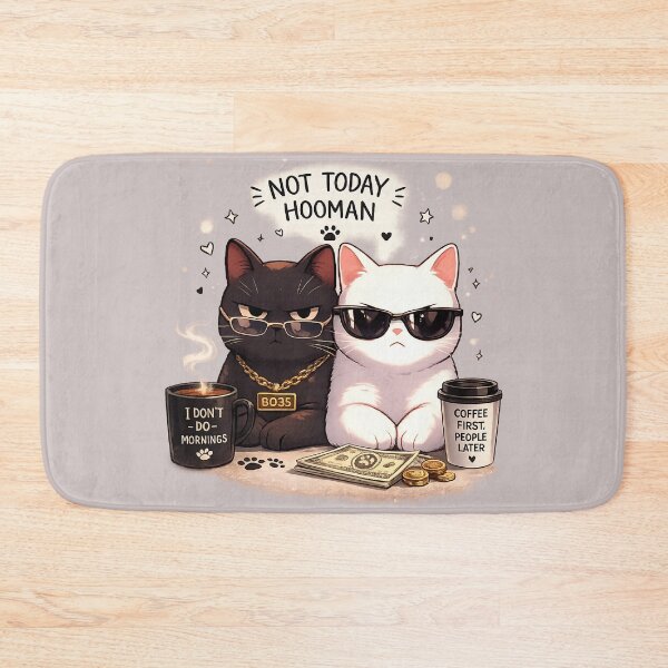 Item preview, Not Today Hooman | Funny Cool Black & White Cats Coffee Design designed and sold by aminomen.