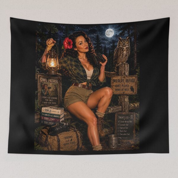Item preview, Bird Nerd Pin-Up: Owl Patrol designed and sold by Kimberly Palmer.