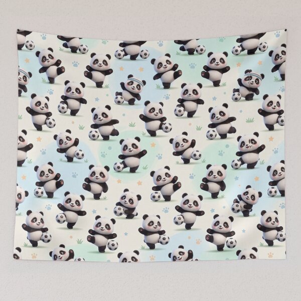 Item preview, Cute 3D Panda Soccer Kick Seamless Pattern designed and sold by krazzyremo.