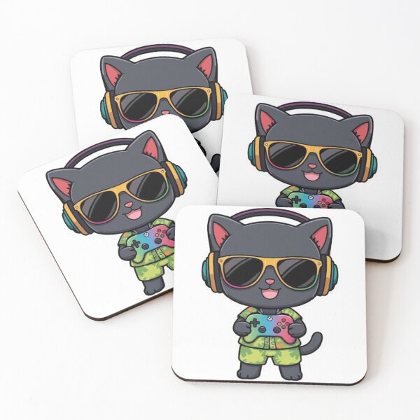 Item preview, Cute Summer Gamer Cat with RGB Headphones | Kawaii Gaming Kitten Sticker designed and sold by Stylestickers55.