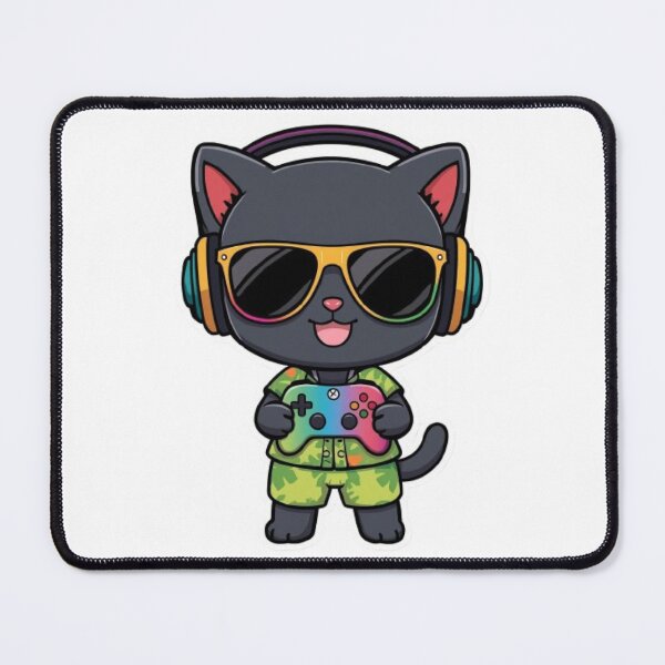 Item preview, Cute Summer Gamer Cat with RGB Headphones | Kawaii Gaming Kitten Sticker designed and sold by Stylestickers55.