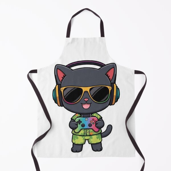 Item preview, Cute Summer Gamer Cat with RGB Headphones | Kawaii Gaming Kitten Sticker designed and sold by Stylestickers55.