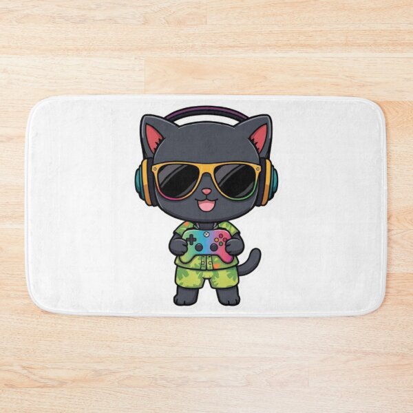 Item preview, Cute Summer Gamer Cat with RGB Headphones | Kawaii Gaming Kitten Sticker designed and sold by Stylestickers55.