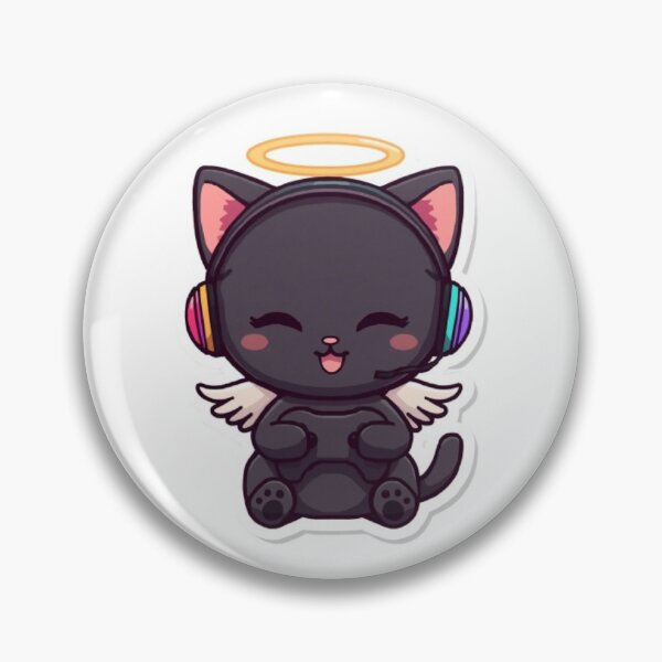 Item preview, Cute Angel Gamer Cat Kawaii Sticker with RGB Headphones designed and sold by Stylestickers55.