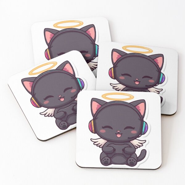 Item preview, Cute Angel Gamer Cat Kawaii Sticker with RGB Headphones designed and sold by Stylestickers55.