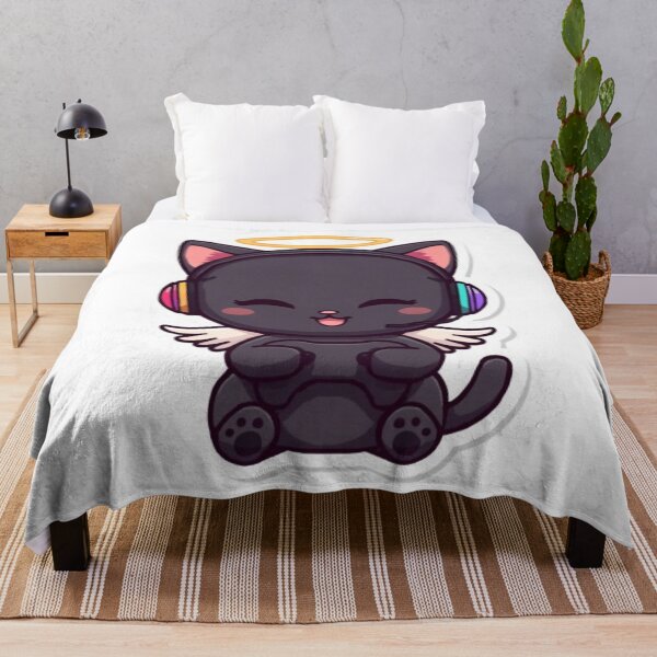 Item preview, Cute Angel Gamer Cat Kawaii Sticker with RGB Headphones designed and sold by Stylestickers55.