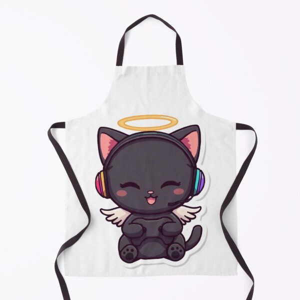 Item preview, Cute Angel Gamer Cat Kawaii Sticker with RGB Headphones designed and sold by Stylestickers55.