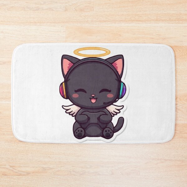 Item preview, Cute Angel Gamer Cat Kawaii Sticker with RGB Headphones designed and sold by Stylestickers55.