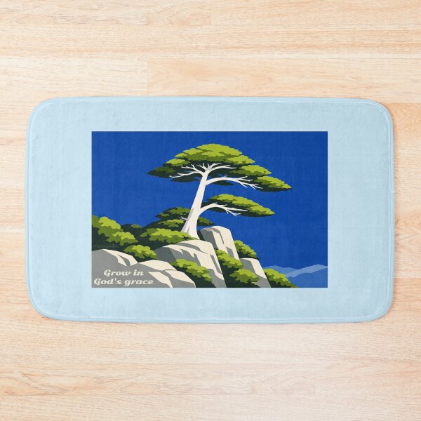 Item preview, Grow in God’s grace Tree on mountain cliff 2 Peter 3:18 God’s amazing creation designed and sold by FTLOG.