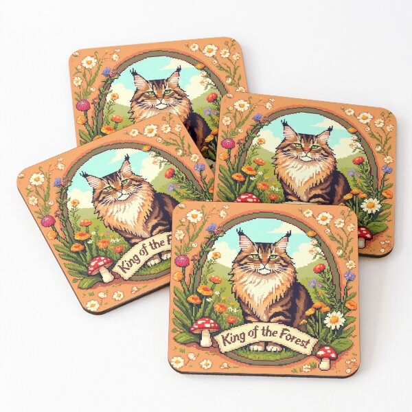 Item preview, Maine Coon Pixel Art King of Forest Cat Sticker Gift designed and sold by barbastyle.