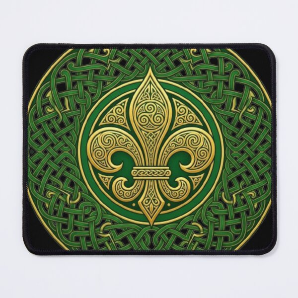 Item preview, Fleur De Lys Gold Celtic Knot Irish Green Circle Heraldic Symbol designed and sold by ProjectNoah.