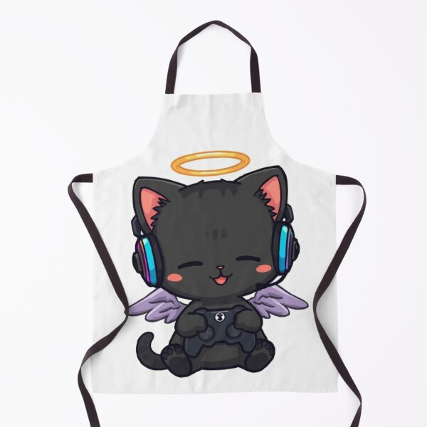 Item preview, Kawaii Black Angel Cat Playing Video Games Cute Gaming Sticker designed and sold by Stylestickers55.