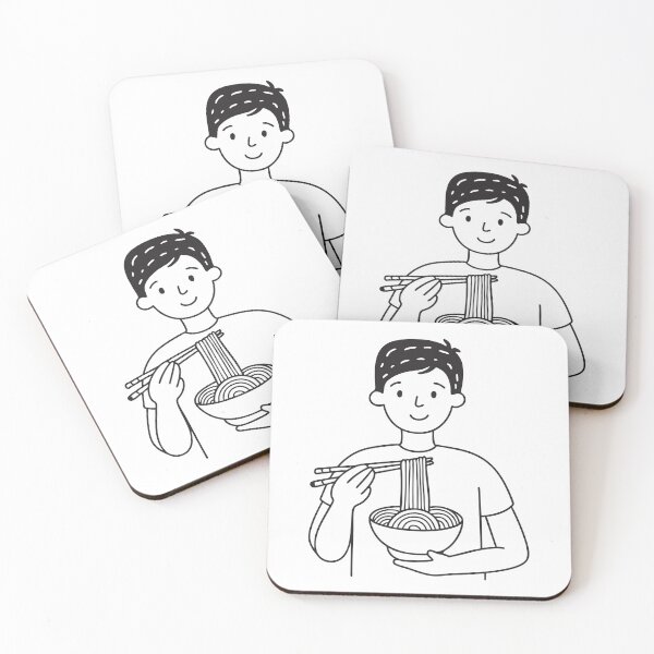 Item preview, A bowl of udon served before a person grasping chopsticks designed and sold by rasagamastore.