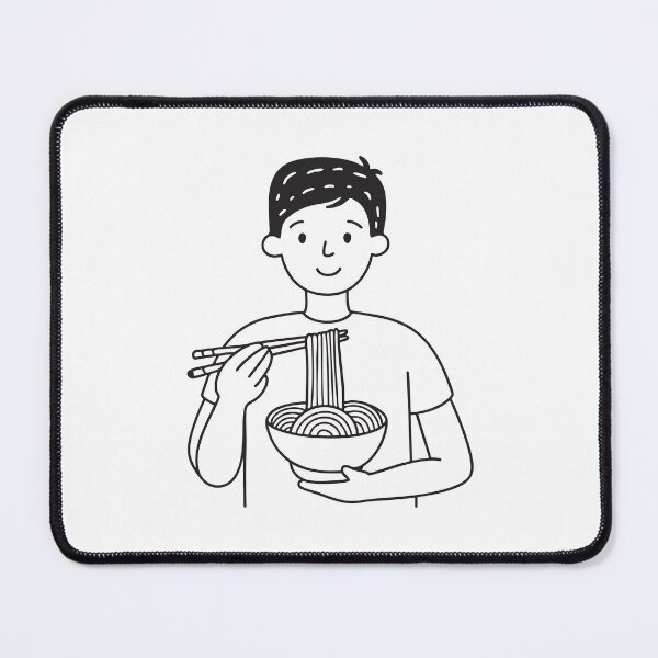 Item preview, A bowl of udon served before a person grasping chopsticks designed and sold by rasagamastore.
