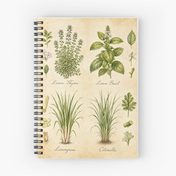 Item preview, Lemon Herbs Botanical Vintage Illustration Lemongrass Citronella Print designed and sold by NuvoraNest.