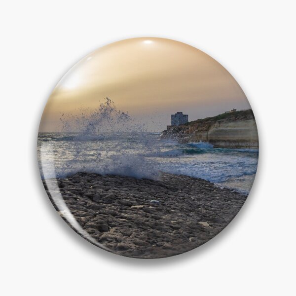 Item preview, Sunset Over Rocky Coastline With Waves, Cliff Fort And Distant Lighthouse On Calm Sea designed and sold by Nmallia.